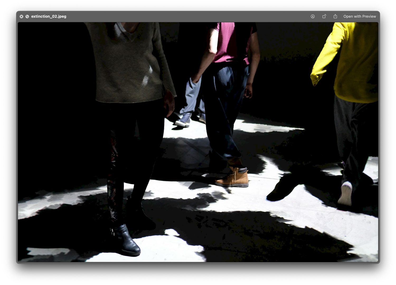 People walking around inside the installation